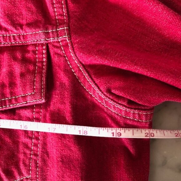 TOMMY HILFIGER Red Denim Trucker Jacket Large Vintage 2000 - Picture 15 of 17